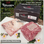 Beef Sirloin AGED BY GOODWINS WAGYU TOKUSEN marbling-6 (Striploin / New York Strip / Has Luar) chilled whole cut original carton 2pcs x 2.5kg (price/kg) PREORDER 5-14 days notice